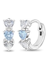 catchy silver 10mm heart shaped cubic zirconia huggie baby earrings